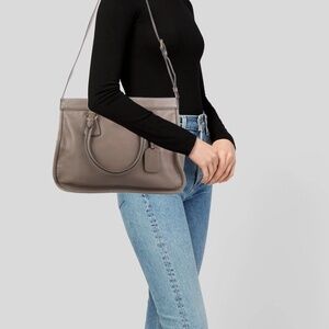 Prada Gray Leather Satchel with Detachable Strap